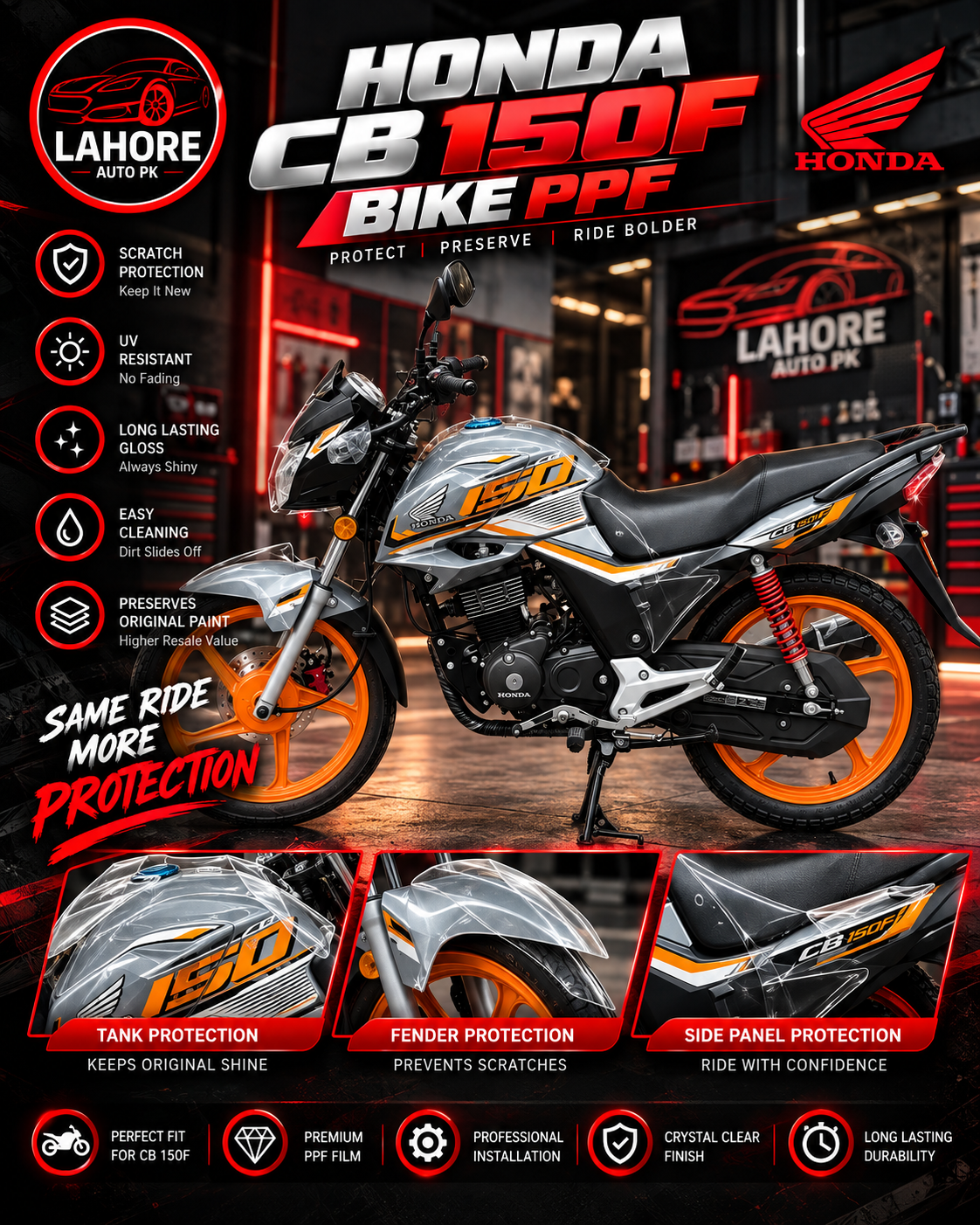 Transparent Bike PPF in Lahore – Preserve Your Motorcycle's Original Color